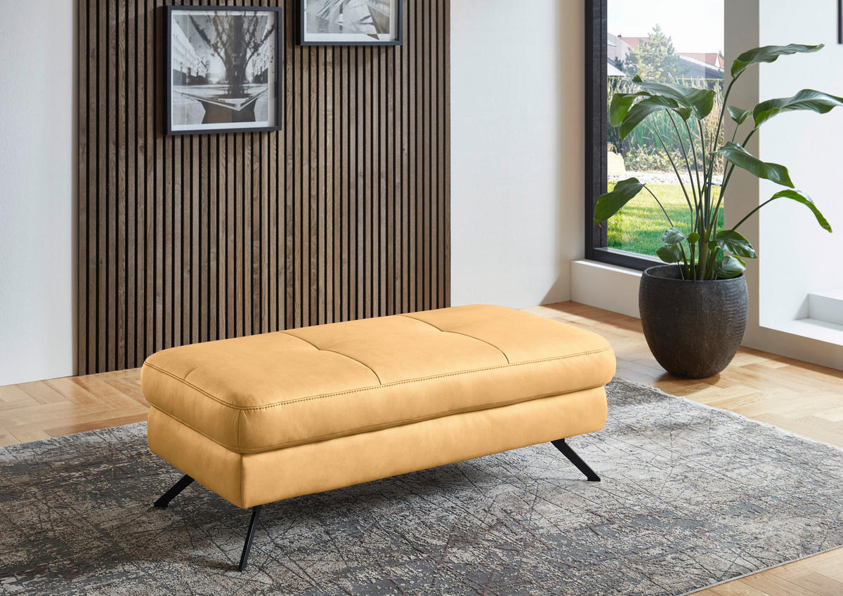 HOCKER in Textil Gelb  - Gelb/Schwarz, Design, Textil/Metall (130/47/65cm) - Beldomo System