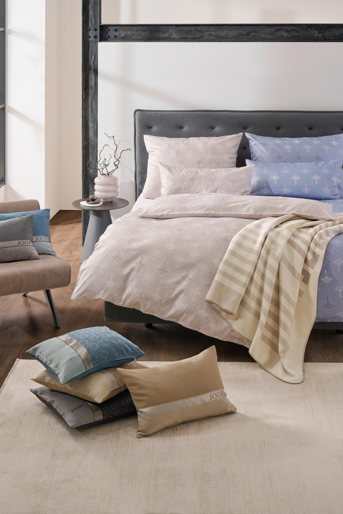 POSTEĽNÁ BIELIZEŇ, makosatén, sivá, 140/200 cm  - sivá, Konventionell, textil (140/200cm) - Joop!