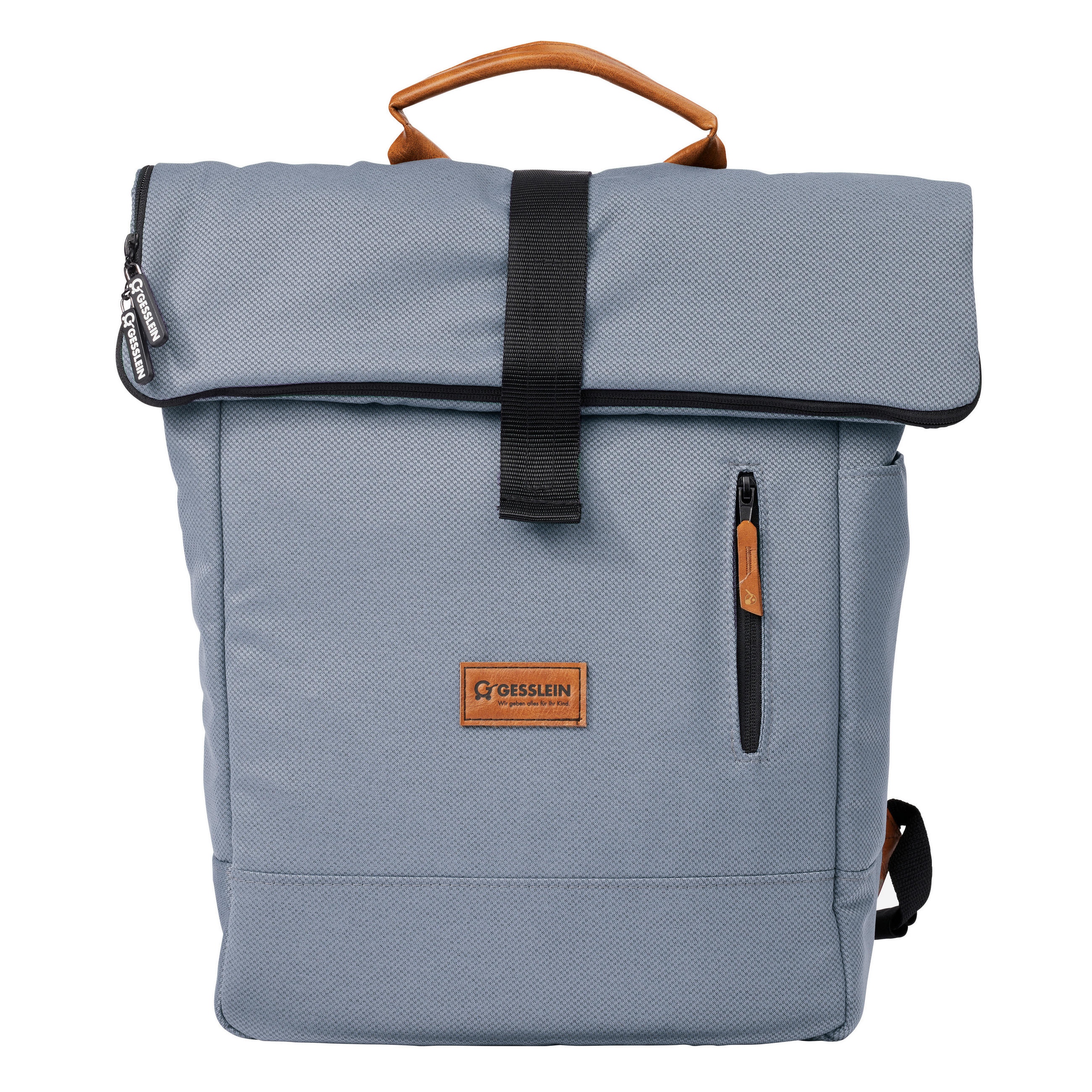WICKELRUCKSACK N° 6 Eisblau/Cognac  - Blau/Cognac, Basics, Textil (31/45/12cm) - Gesslein