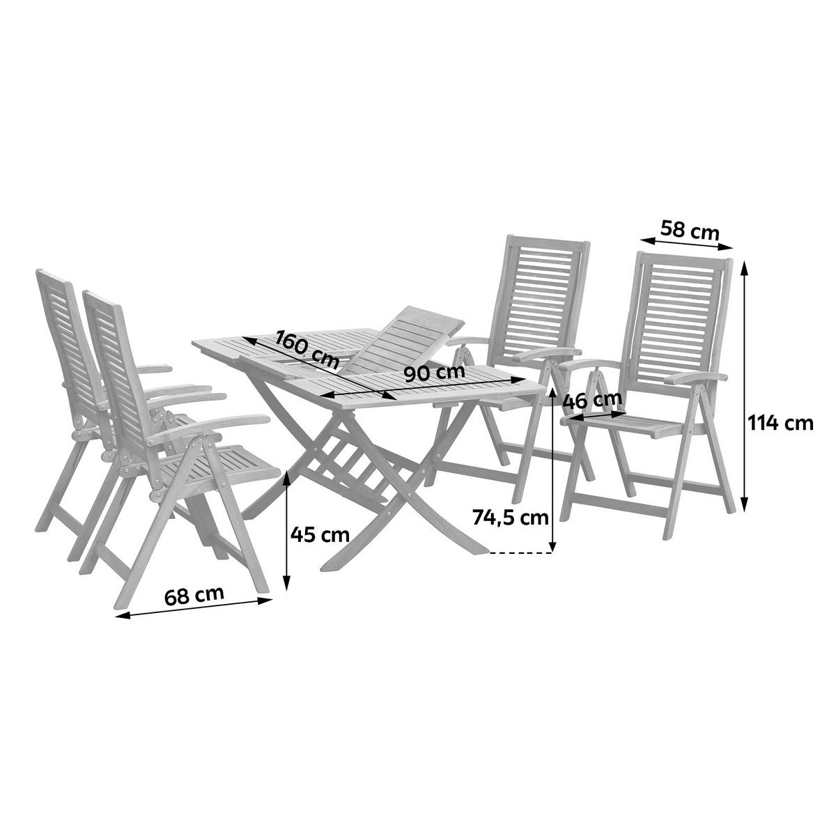 GARTENSET 5-teilig  - Naturfarben, MODERN, Holz - Gardenson