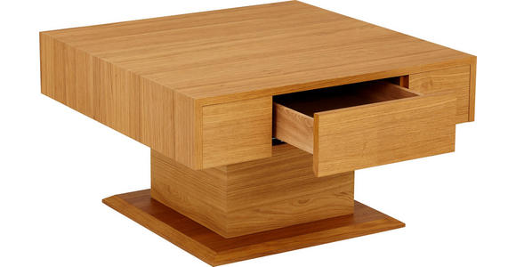 COUCHTISCH in Holz 80/80/44 cm - Eichefarben/Nickelfarben, KONVENTIONELL, Holz/Metall (80/80/44cm) - Voleo
