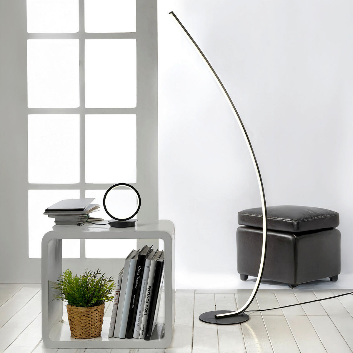 LED-STEHLEUCHTE 50/22/130 cm    - Titanfarben/Schwarz, KONVENTIONELL, Kunststoff/Metall (50/22/130cm)
