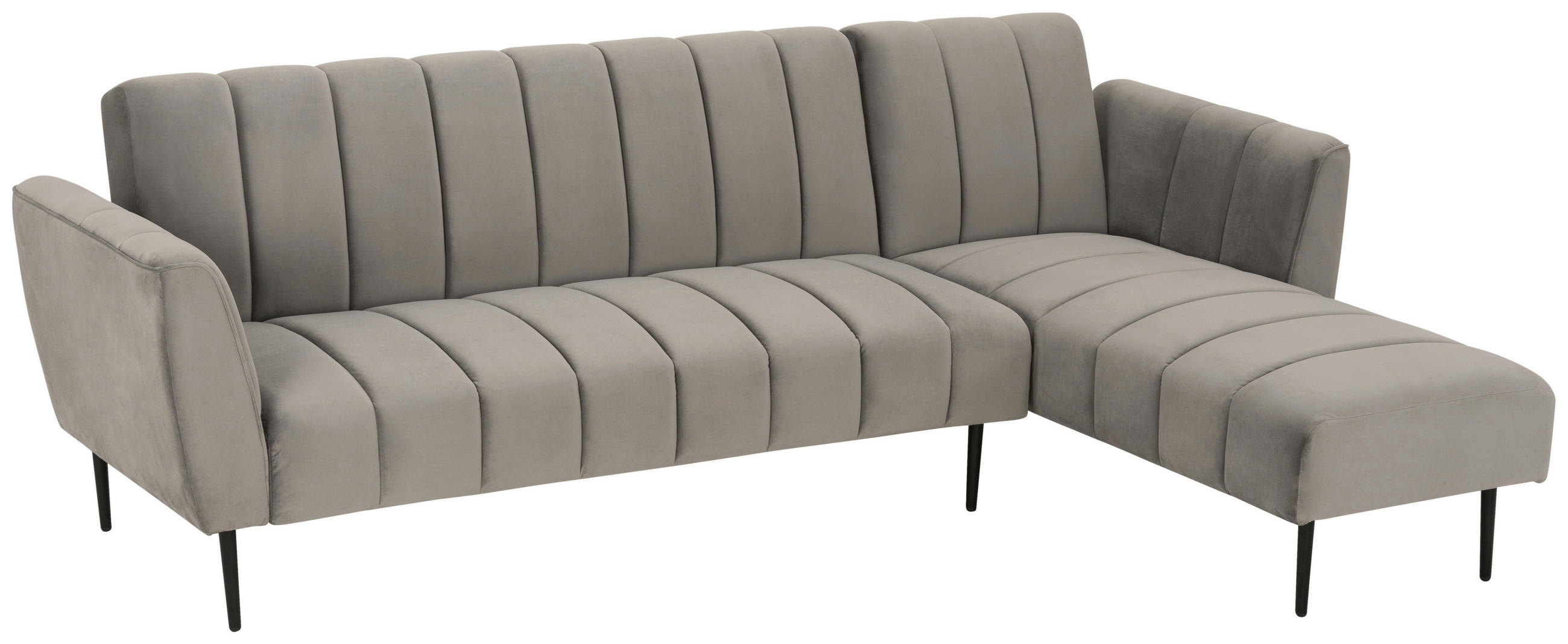 ECKSOFA Grau Samt  - Schwarz/Grau, MODERN, Textil/Metall (253/87/169cm) - P & B