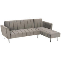 ECKSOFA Grau Samt  - Schwarz/Grau, MODERN, Textil/Metall (253/87/169cm) - P & B