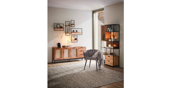 SIDEBOARD Wiener Geflecht in 170/75/40 cm - Schwarz/Akaziefarben, LIFESTYLE, Holz/Metall (170/75/40cm) - Landscape