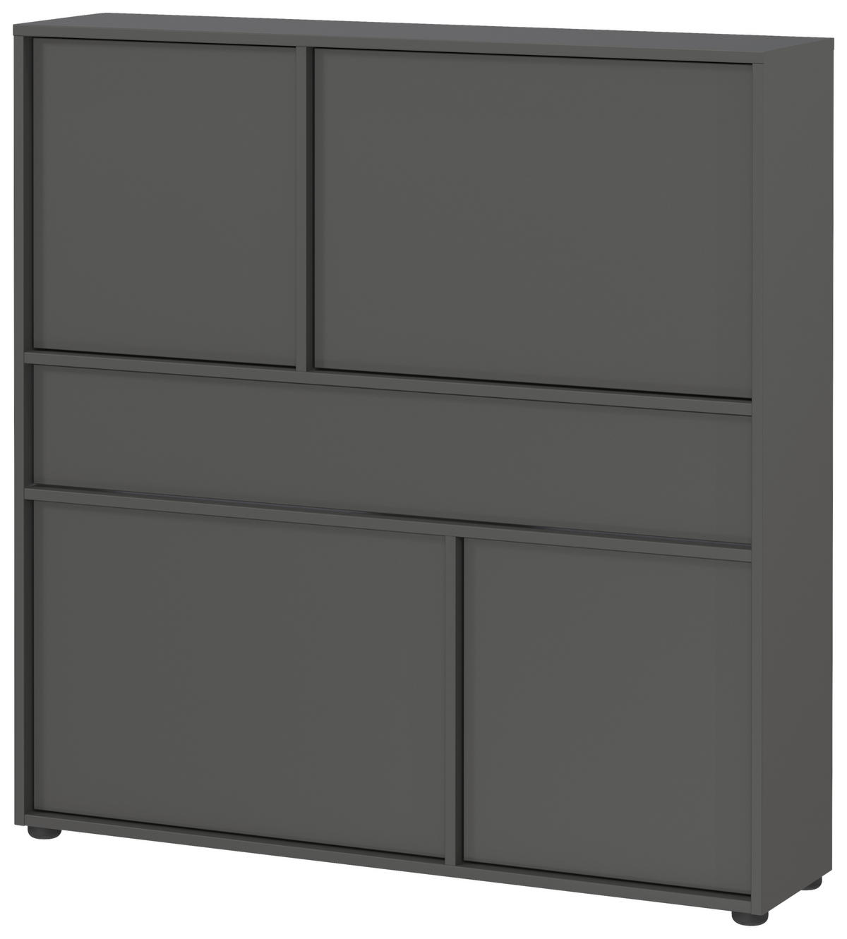 SCHUHSCHRANK AMECA  in 110/107/25 cm  - Schwarz/Graphitfarben, Design, Holzwerkstoff/Kunststoff (110/107/25cm)