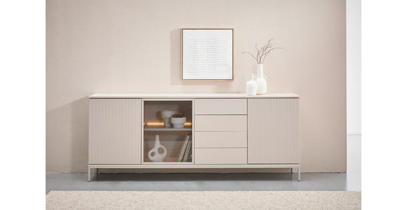 SIDEBOARD  in 205,8/81/38 cm  - Kaschmir, KONVENTIONELL, Glas/Holzwerkstoff (205,8/81/38cm) - Xora