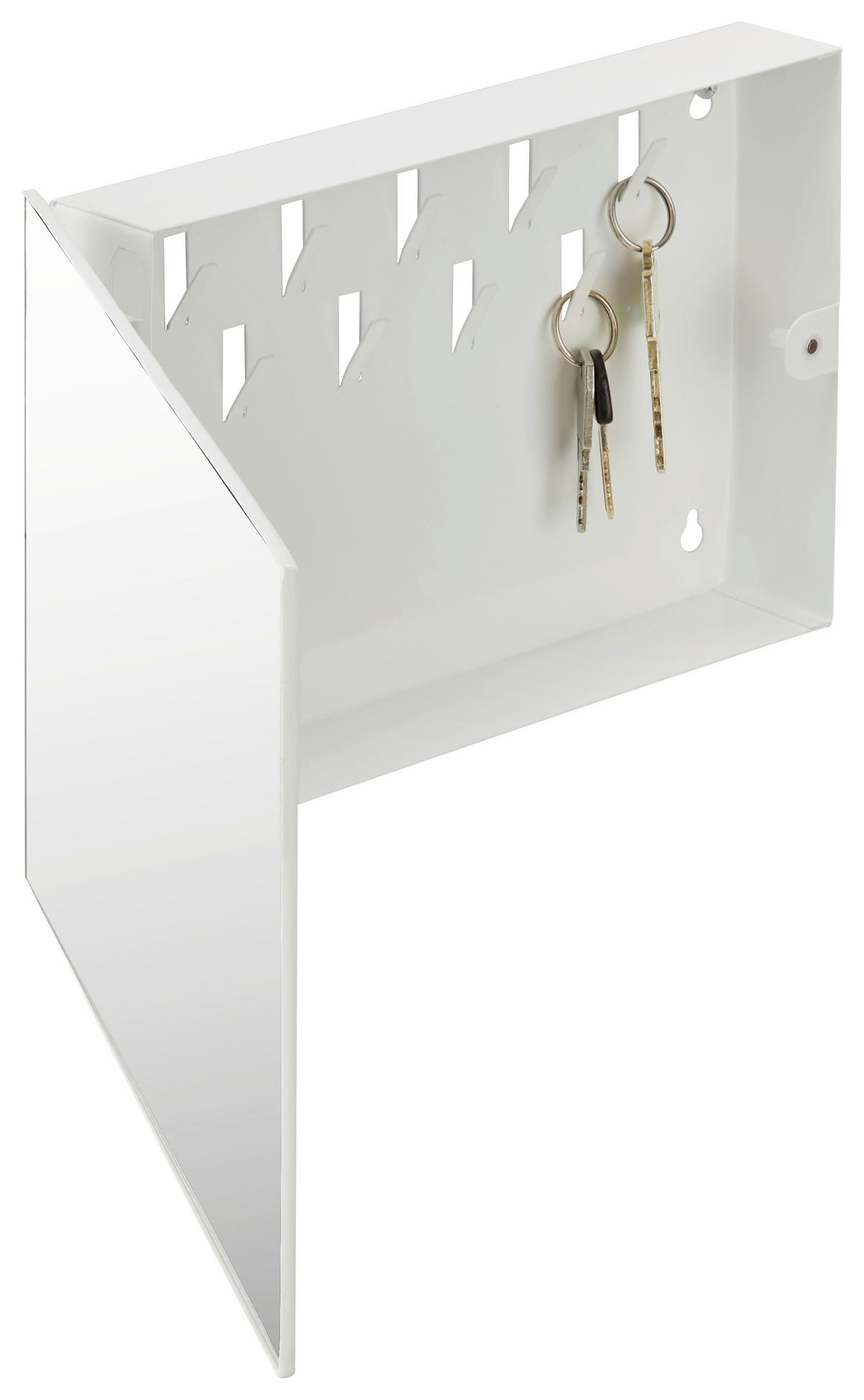 SCHLÜSSELKASTEN Weiß  - Weiß, MODERN, Glas/Metall (28/19/4cm)