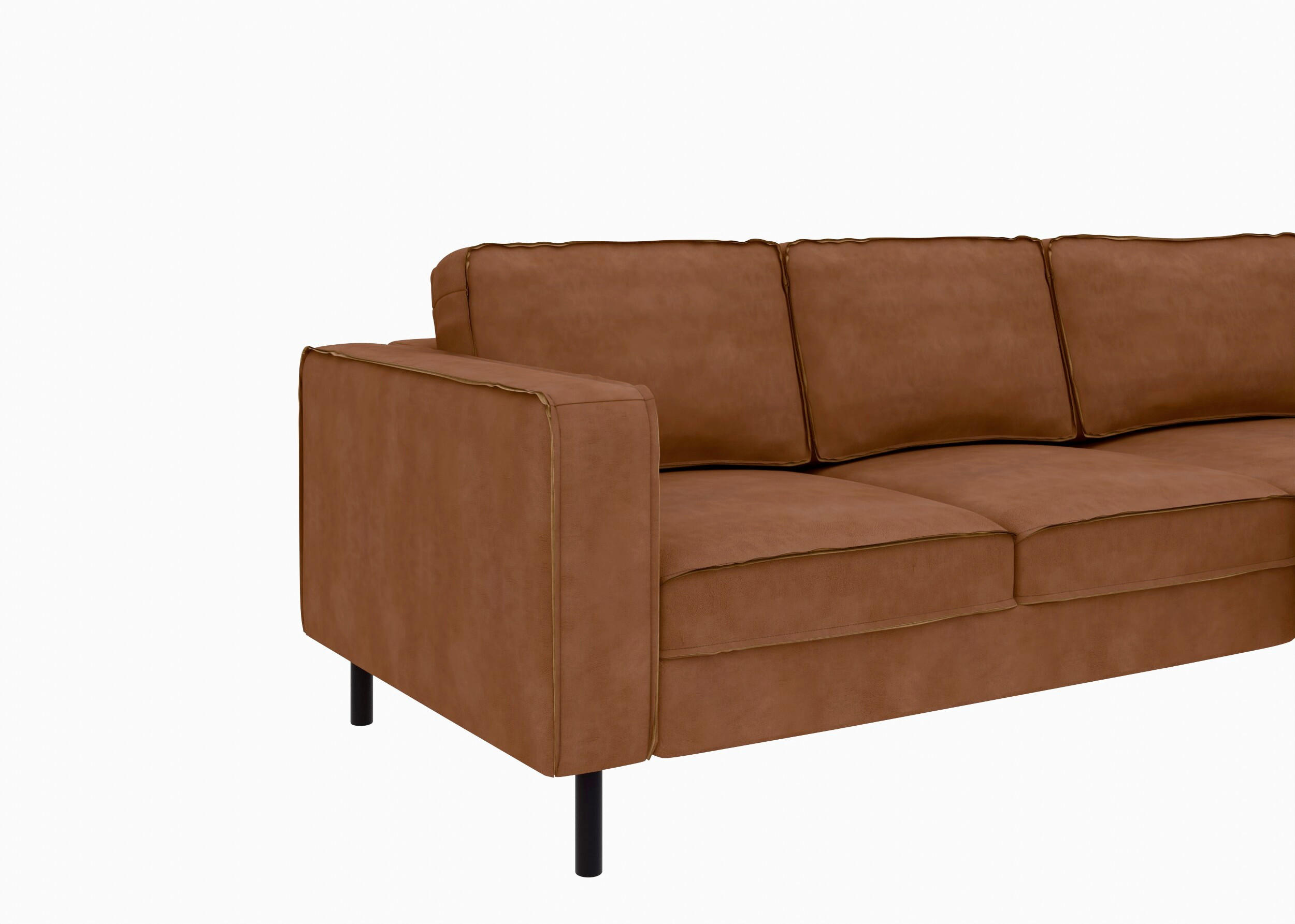 Thumbnail - Trendmanufaktur Eckschlafsofa Watkins, Cognac, Textil, Leder, Echtleder, Rindleder, 4-Sitzer, Füllung: Schaumstoff, 232x...