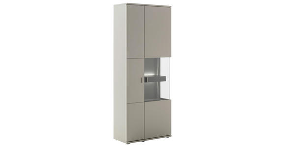 VITRINE in furniert Grau, Eichefarben - Eichefarben/Grau, Design, Glas/Holzwerkstoff (80/201/37cm) - Novel