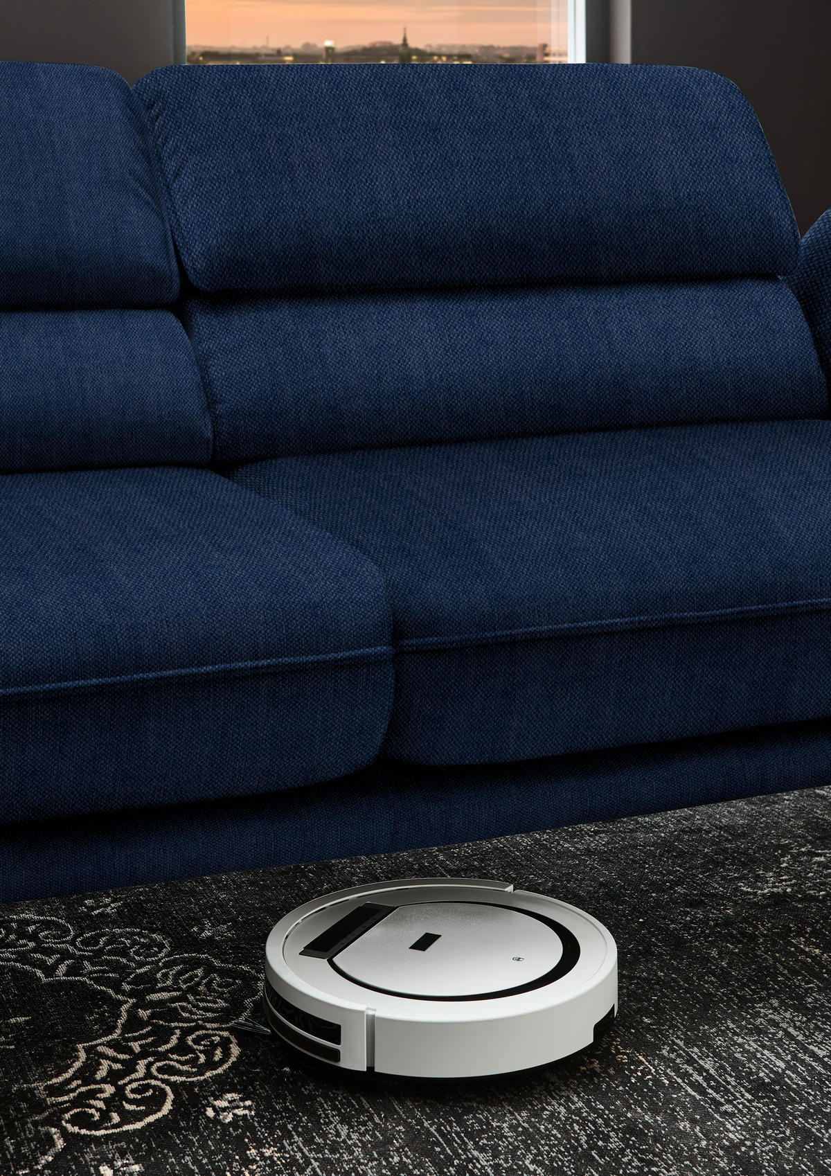 ECKSOFA in Velours Royalblau  - Royalblau/Schwarz, Design, Textil/Metall (153/283cm) - Valdera