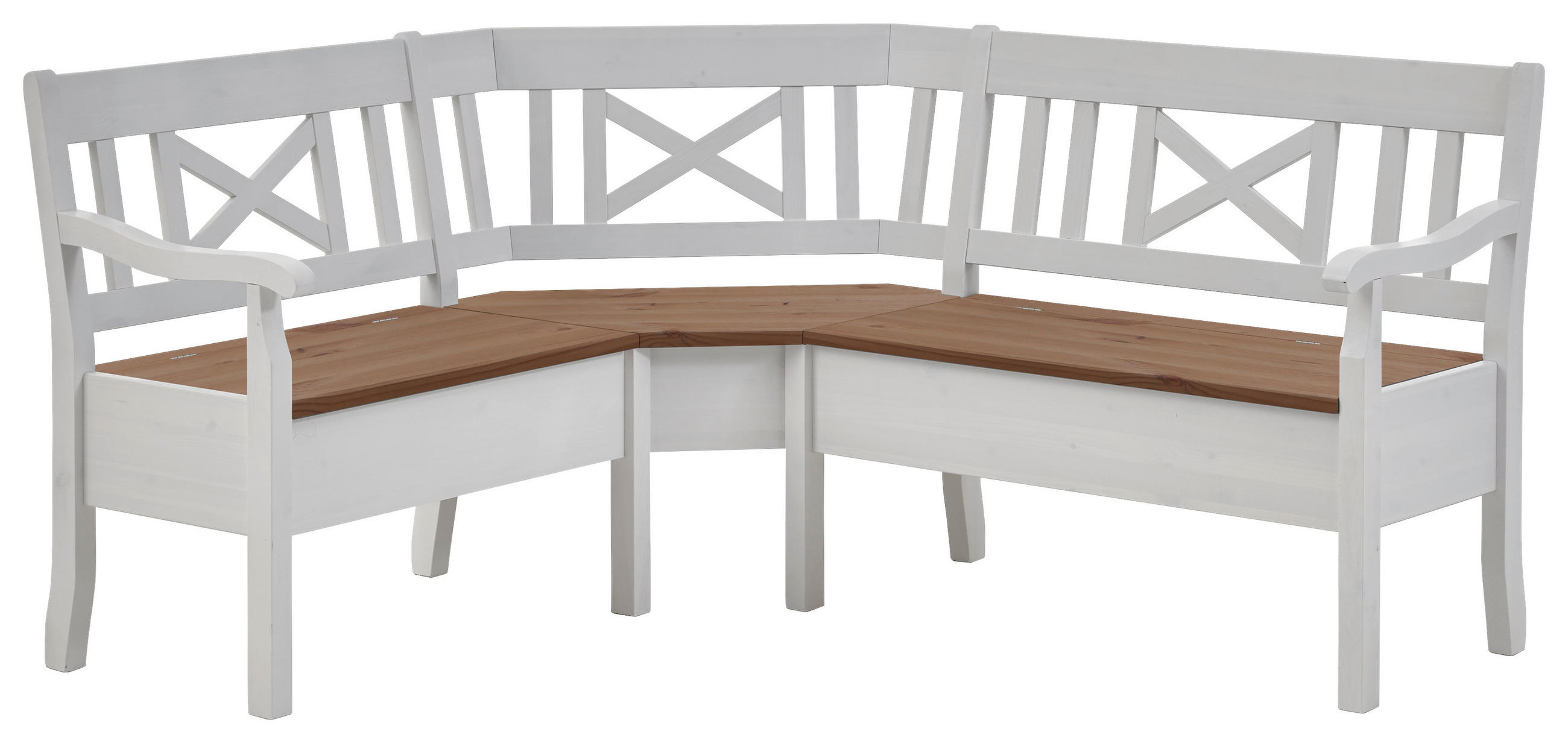 ECKBANK 170/147 cm Weiß, Bernsteinfarben Kiefer massiv   - Bernsteinfarben/Weiß, ROMANTIK / LANDHAUS, Holz (170/147cm) - Boxxx