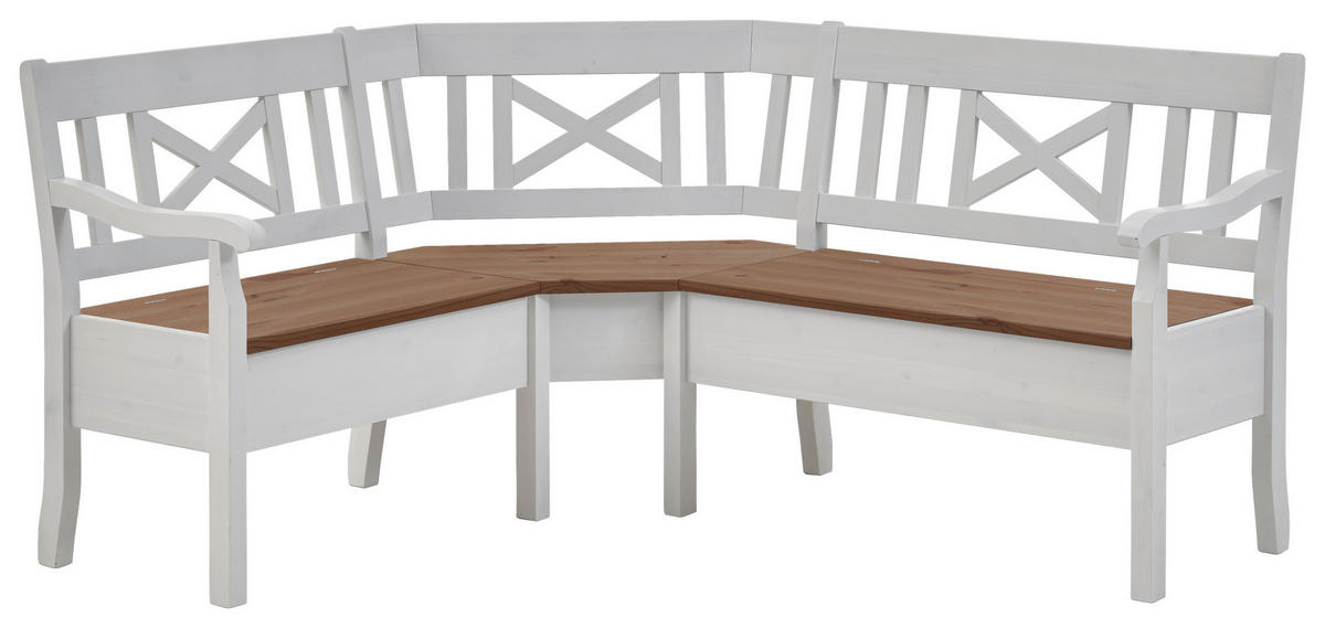 ECKBANK 170/147 cm Weiß, Bernsteinfarben Kiefer massiv   - Bernsteinfarben/Weiß, ROMANTIK / LANDHAUS, Holz (170/147cm) - Boxxx