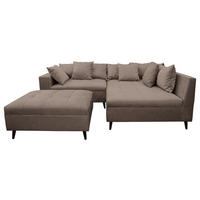 Ecksofa inkl. Hocker in Flachgewebe Braun  - Schwarz/Braun, Design, Holz/Textil (247/174cm) - MID.YOU
