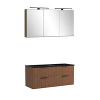 BADEZIMMER 3-teilig  in 120 cm  - Dunkelbraun/Schwarz, Natur, Glas/Holzwerkstoff (120cm) - Held