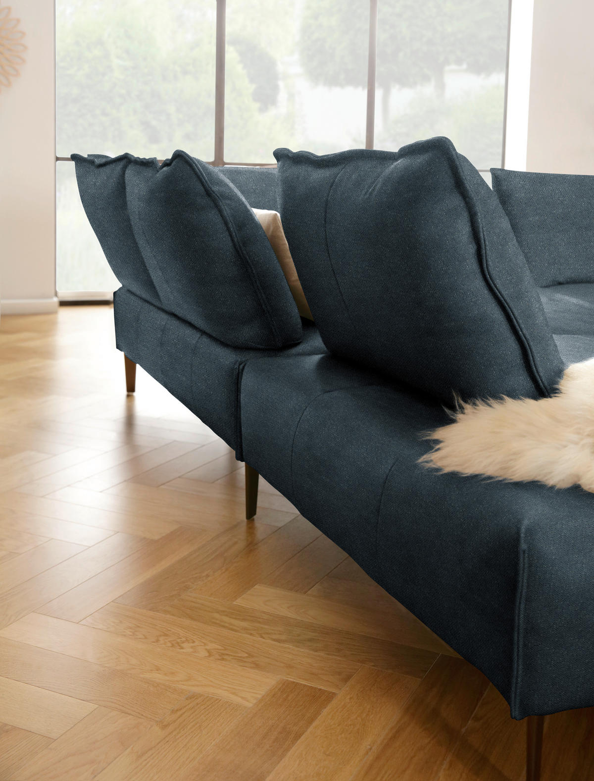 ECKSOFA in Webstoff Dunkelblau  272/340 cm  - Schwarz/Dunkelblau, MODERN, Textil/Metall (272/340cm) - W.Schillig