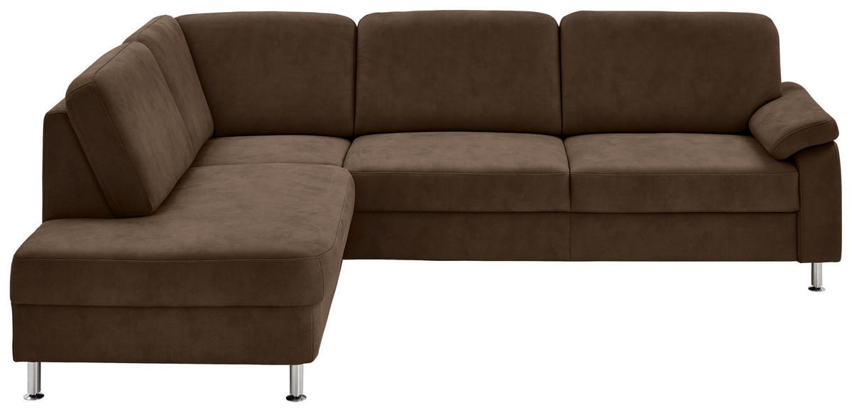 ECKSOFA in Mikrofaser Braun  - Braun, Design, Textil/Metall (202/266cm) - Beldomo System