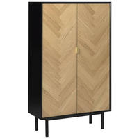 HIGHBOARD Schwarz, Eichefarben   - Eichefarben/Goldfarben, Design, Holzwerkstoff/Metall (95/160/40cm) - Novel