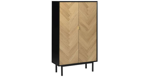 HIGHBOARD Schwarz, Eichefarben - Eichefarben/Goldfarben, Design, Holzwerkstoff/Metall (95/160/40cm) - Novel
