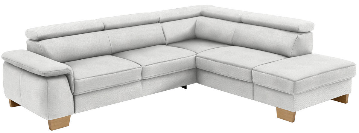 ECKSOFA in Mikrofaser Ecru  - Ecru/Eichefarben, Natur, Holz/Textil (273/226cm) - Beldomo System