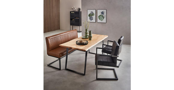 ESSTISCH in Holz, Metall 175/90/76 cm - Schwarz/Akaziefarben, KONVENTIONELL, Holz/Metall (175/90/76cm) - Ambia Home