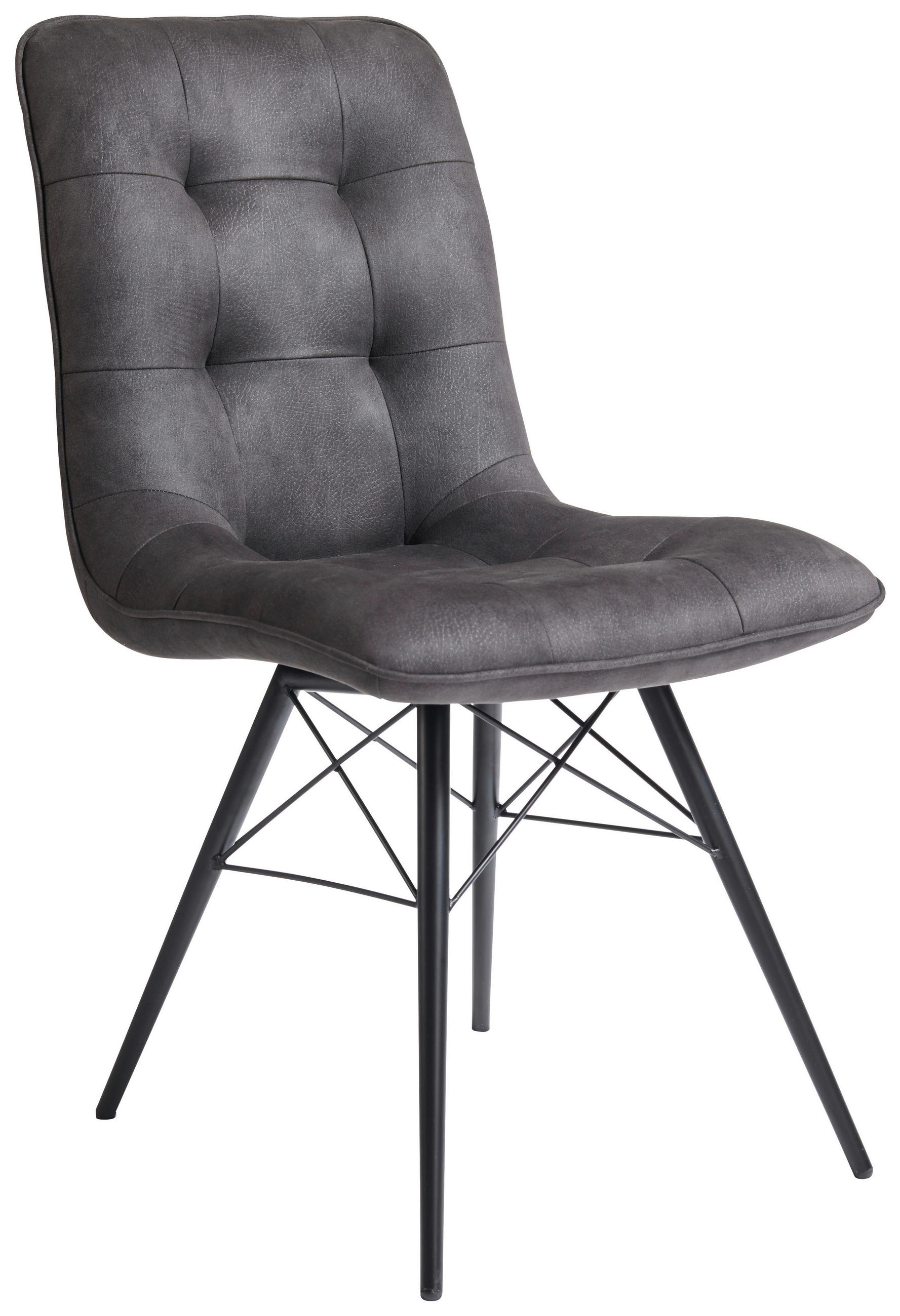STUHL  Stoffauswahl Mikrofaser  Dunkelgrau  - Dunkelgrau/Schwarz, Design, Textil/Metall (48/88/62cm) - Hom`in