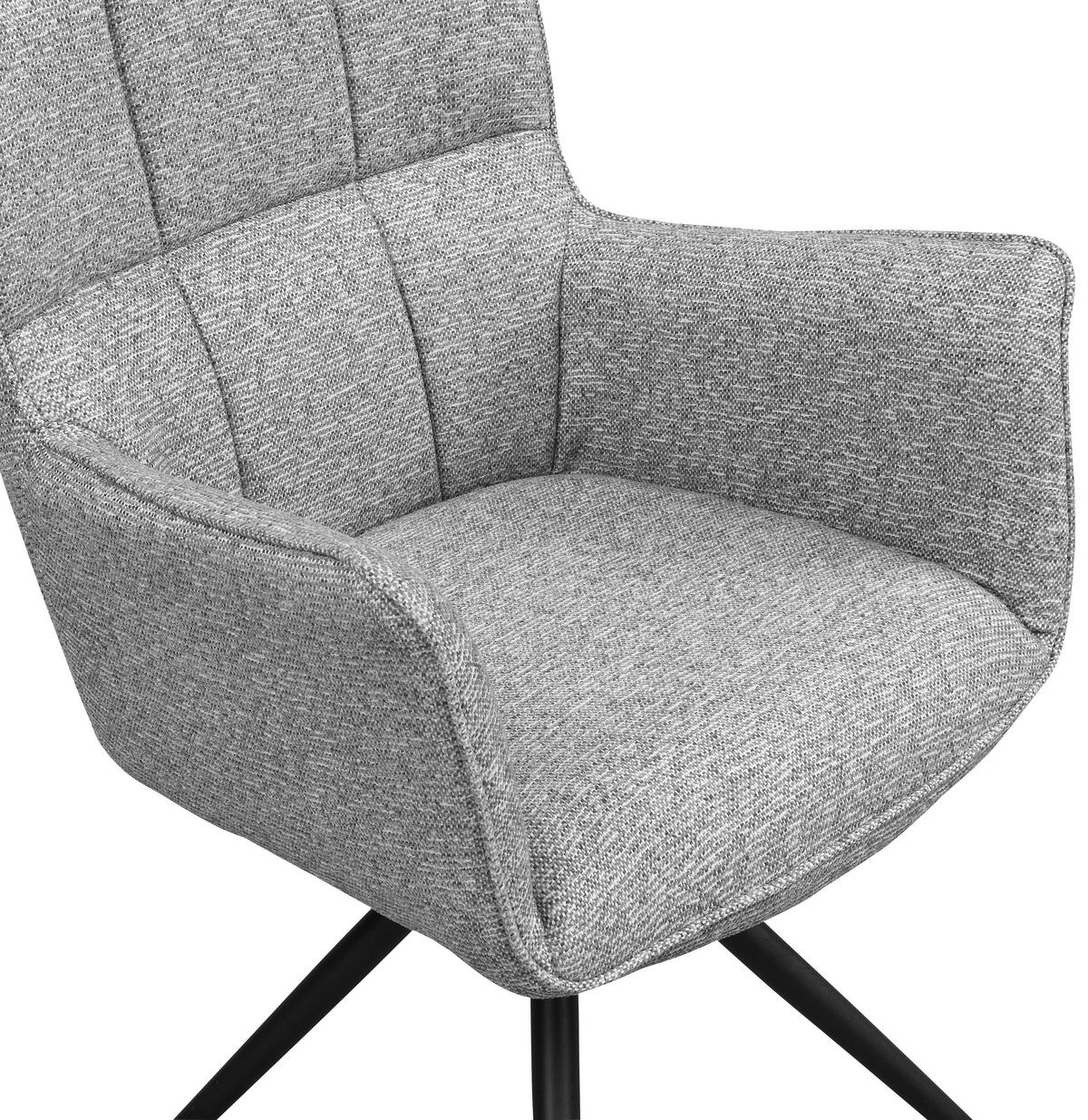 STOL MED ARMSTÖD järn vävt tyg  - ljusgrå/svart, Design, metall/textil (61/89/63.5cm) - Carryhome