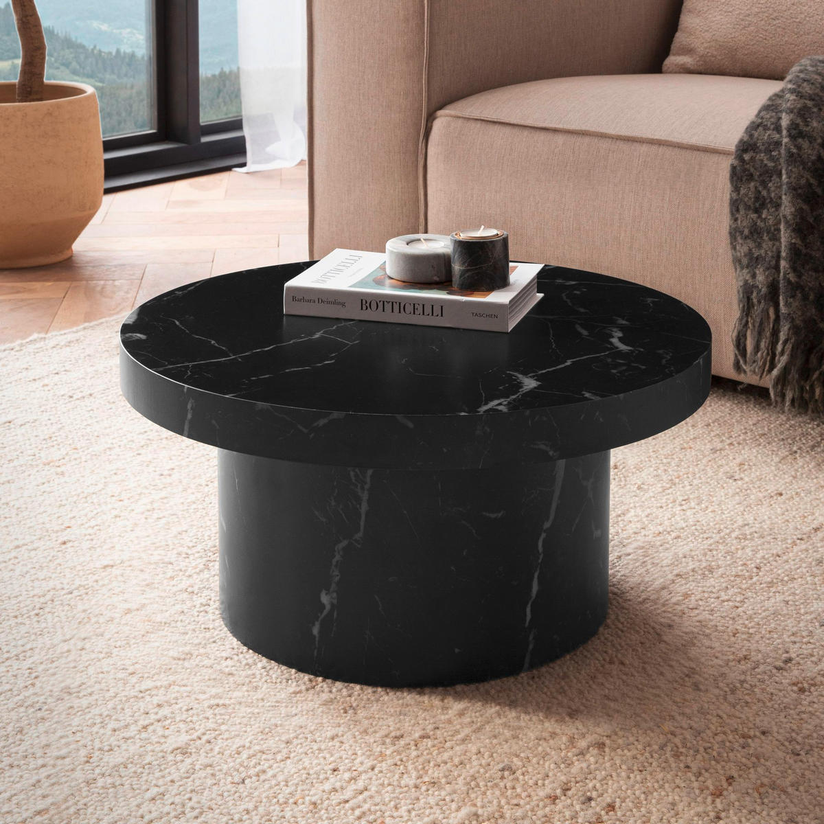 COUCHTISCH rund Schwarz  - Schwarz, Design, Holzwerkstoff (60/30cm) - Livetastic