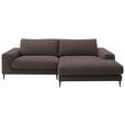 ECKSOFA  in Flachgewebe Hellbraun  253/177 cm  - Hellbraun/Schwarz, Design, Textil/Metall (253/177cm) - Dieter Knoll