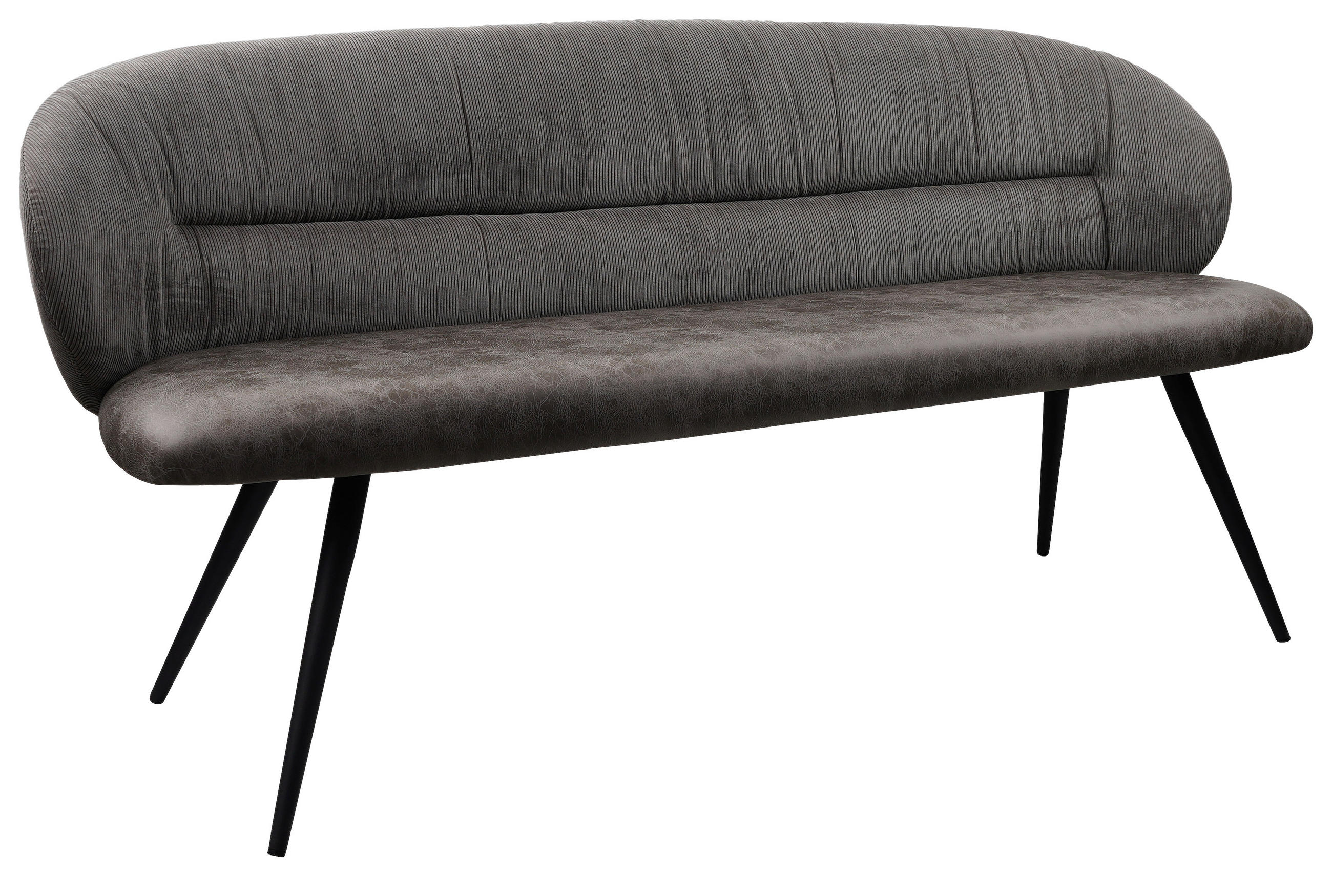 SITZBANK 168/82/62 cm Struktur Grau  - Schwarz/Grau, MODERN, Textil/Metall (168/82/62cm) - MID.YOU