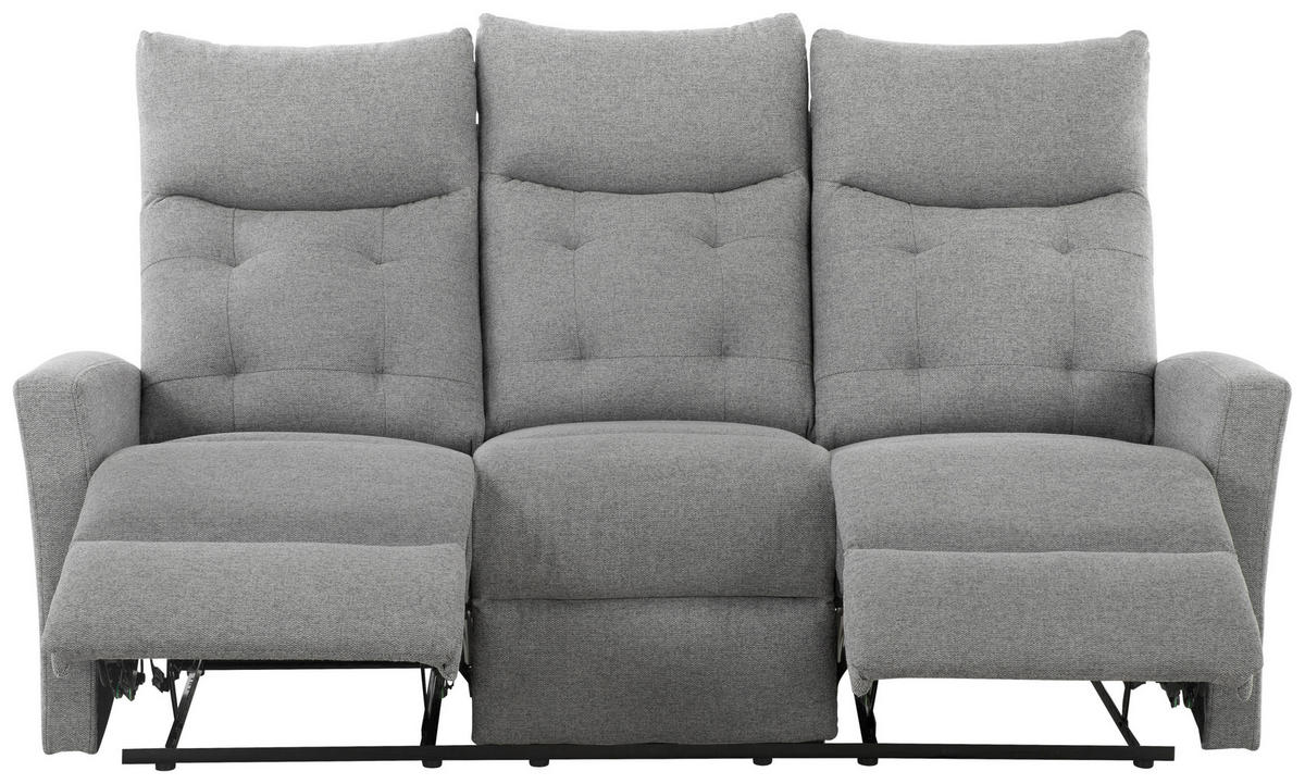 SITZGARNITUR Mikrofaser Grau  - Schwarz/Grau, Design, Textil/Metall - Livetastic