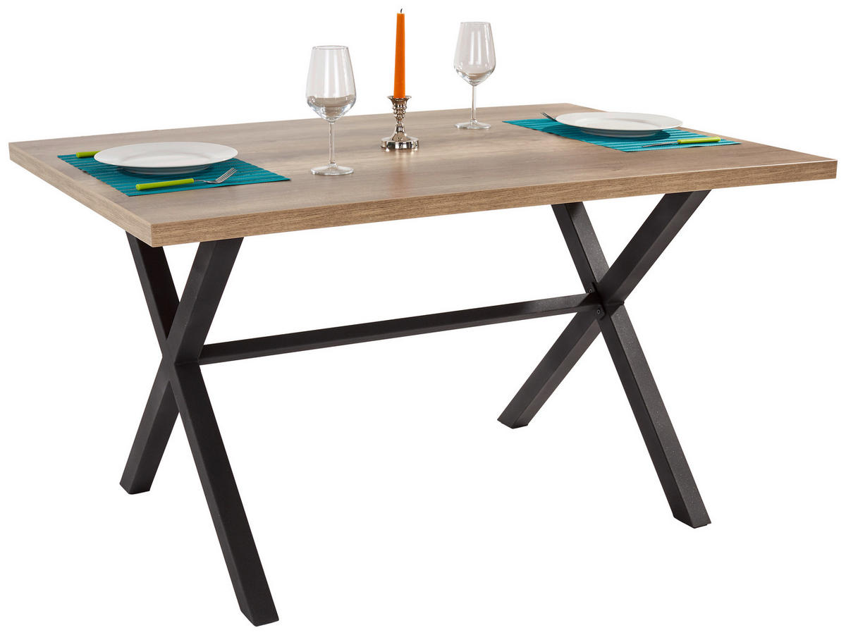 ESSTISCH Wildeiche rechteckig   - Wildeiche/Anthrazit, Trend, Holzwerkstoff/Metall (140/90/75cm) - Carryhome