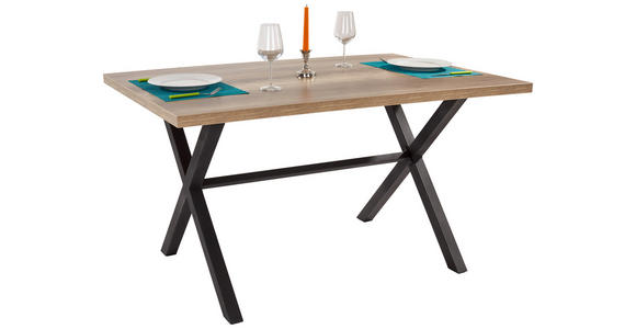 ESSTISCH 140/90/75 cm Nachbildung  Holzwerkstoff rechteckig Wildeiche  - Wildeiche/Anthrazit, Trend, Holzwerkstoff/Metall (140/90/75cm) - Carryhome