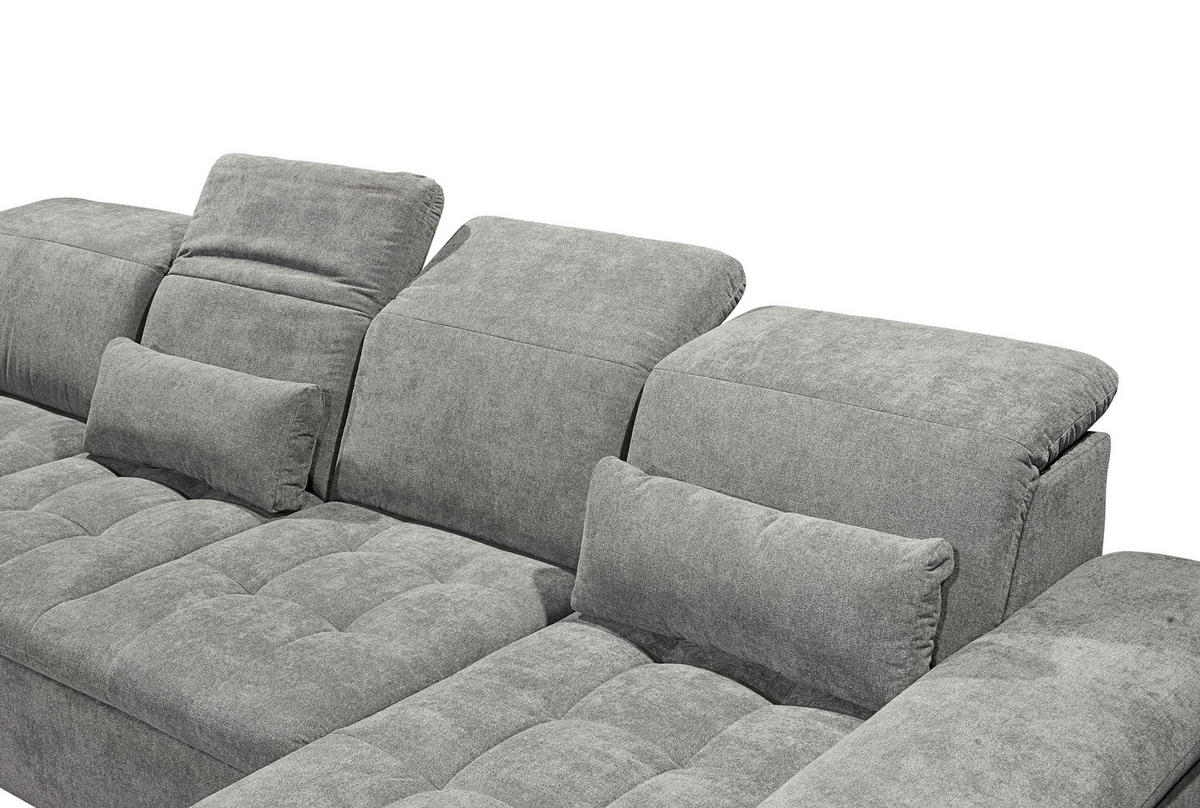 WOHNLANDSCHAFT Schlammfarben Mikrovelours  - Schlammfarben/Silberfarben, KONVENTIONELL, Kunststoff/Textil (240/340/188cm) - MID.YOU