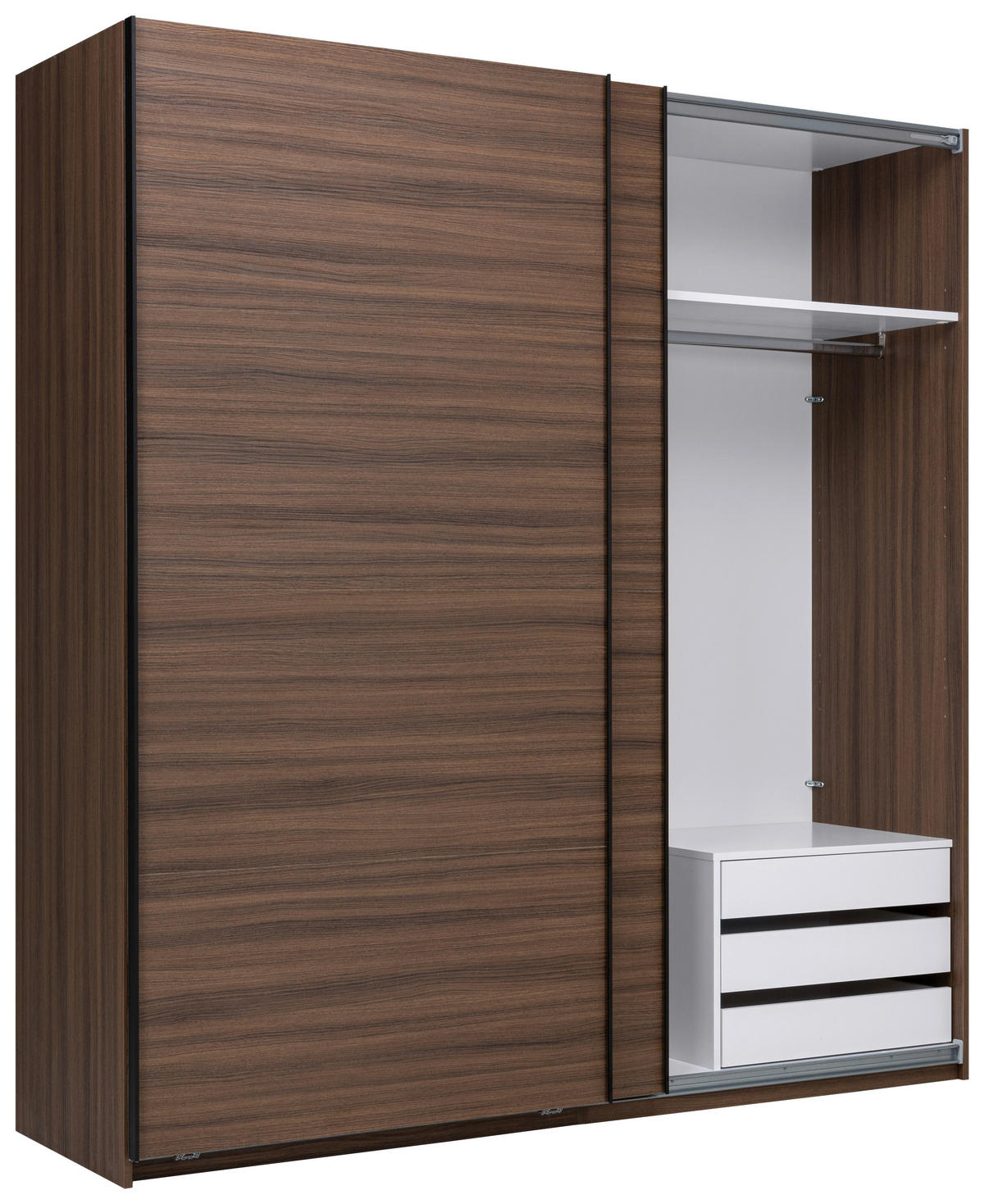 SCHIEBETÜRENSCHRANK 200/211,5/61,5 cm 2-türig Walnussfarben  - Walnussfarben/Schwarz, MODERN, Holzwerkstoff/Metall (200/211,5/61,5cm) - MID.YOU