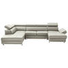 WOHNLANDSCHAFT Grau Kombination Echtleder/Lederlook Lederlook  - Chromfarben/Grau, Design, Leder/Textil (212/334/157cm) - Stylife