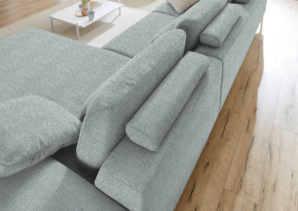 ECKSOFA in Flachgewebe Hellgrau  334/193 cm  - Wildeiche/Hellgrau, Design, Holz/Textil (334/193cm) - Niels Andersson