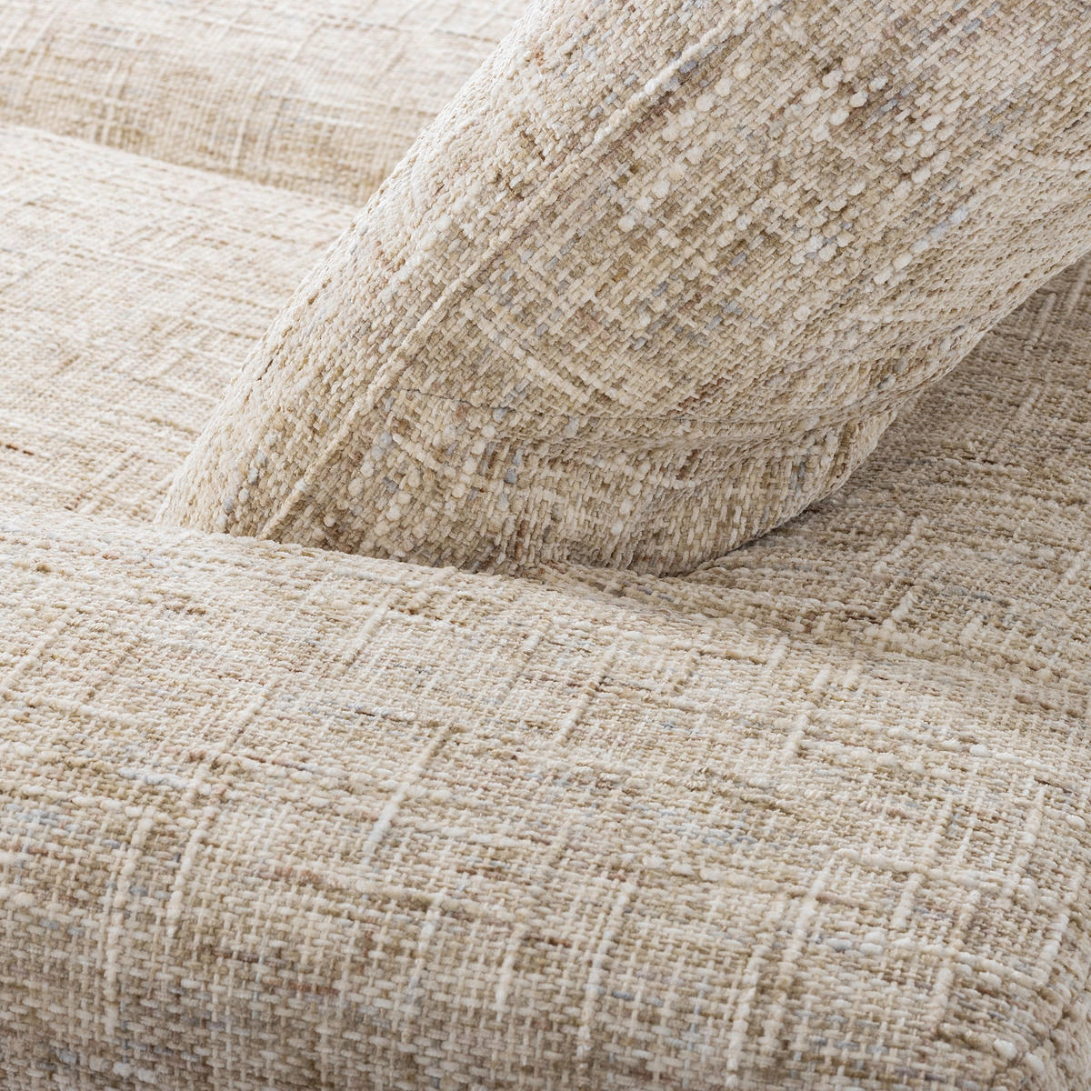 ECKSOFA PORTLAND in Struktur Beige Kopfteilverstellung  295/187 cm  - Chromfarben/Beige, Design, Holz/Textil (295/187cm) - Livetastic
