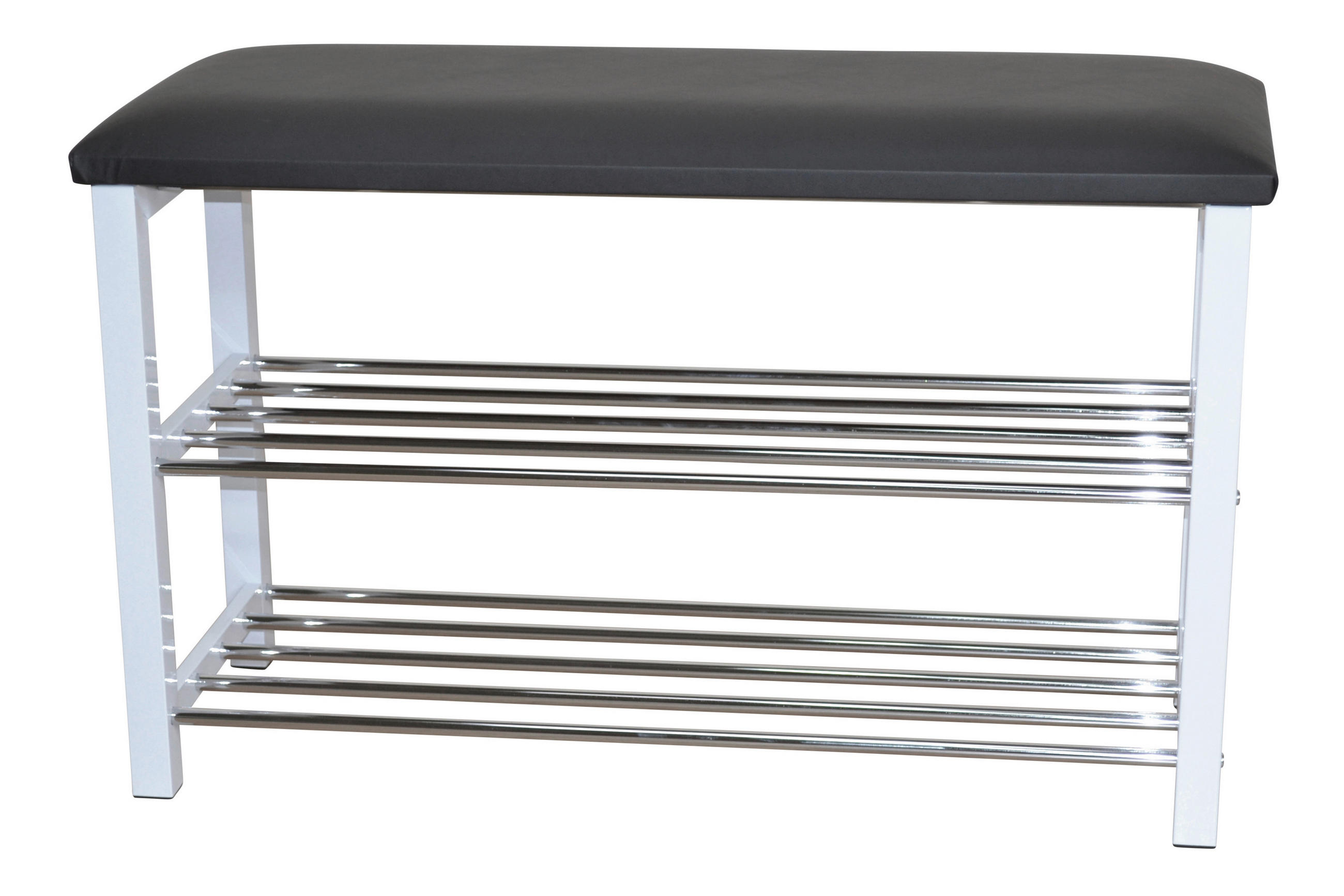 SCHUHBANK  in 80/50/30 cm  - Schwarz/Weiß, Design, Textil/Metall (80/50/30cm) - MID.YOU