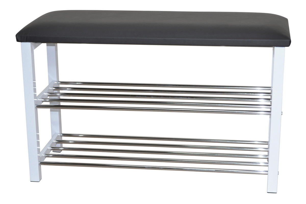 SCHUHBANK  in 80/50/30 cm  - Schwarz/Weiß, Design, Textil/Metall (80/50/30cm) - MID.YOU