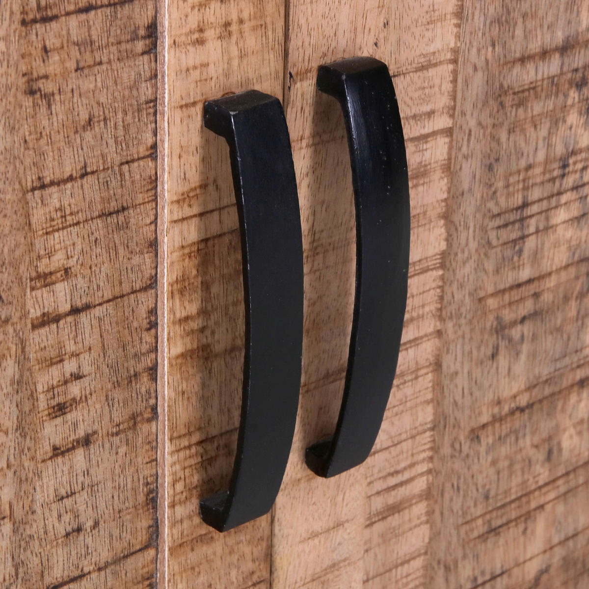 REGAL Mangoholz massiv Braun, Naturfarben, Schwarz  - Schwarz/Braun, Design, Holz/Holzwerkstoff (55/190/43cm) - Landscape