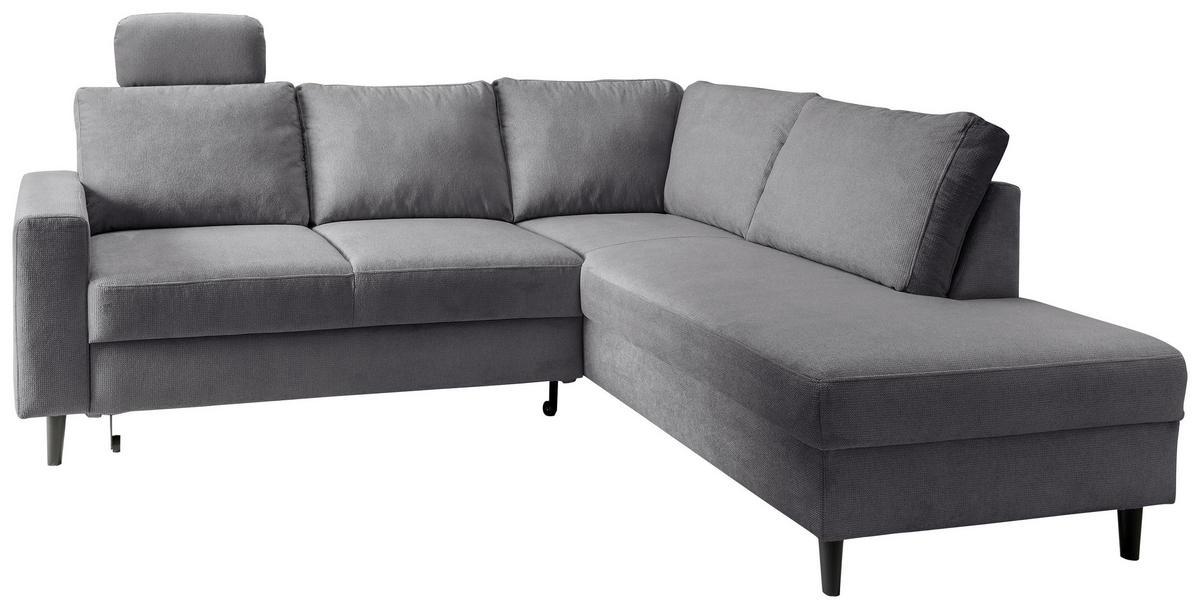ECKSCHLAFSOFA in Dunkelgrau Textil   - Dunkelgrau/Schwarz, Modern, Holz/Textil (242/200cm) - Livetastic