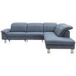 ECKSOFA  in Echtleder Blaugrau  309/233 cm  - Edelstahlfarben/Blaugrau, Design, Leder/Metall (309/233cm) - Dieter Knoll
