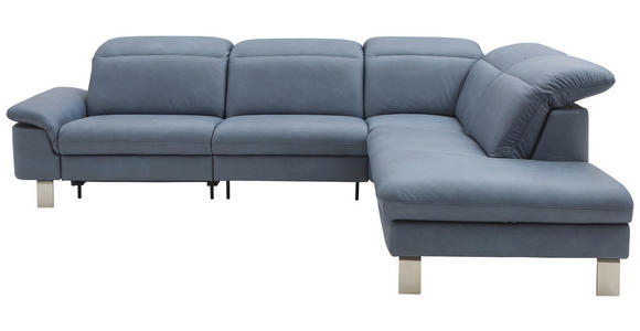 ECKSOFA  in Echtleder Blaugrau  309/233 cm  - Edelstahlfarben/Blaugrau, Design, Leder/Metall (309/233cm) - Dieter Knoll