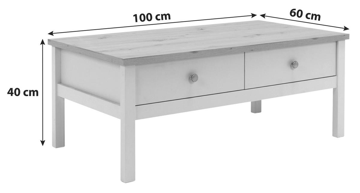 COUCHTISCH 100/60/40 cm rechteckig Weiß  - Alufarben/Weiß, KONVENTIONELL, Holzwerkstoff/Metall (100/60/40cm) - MID.YOU