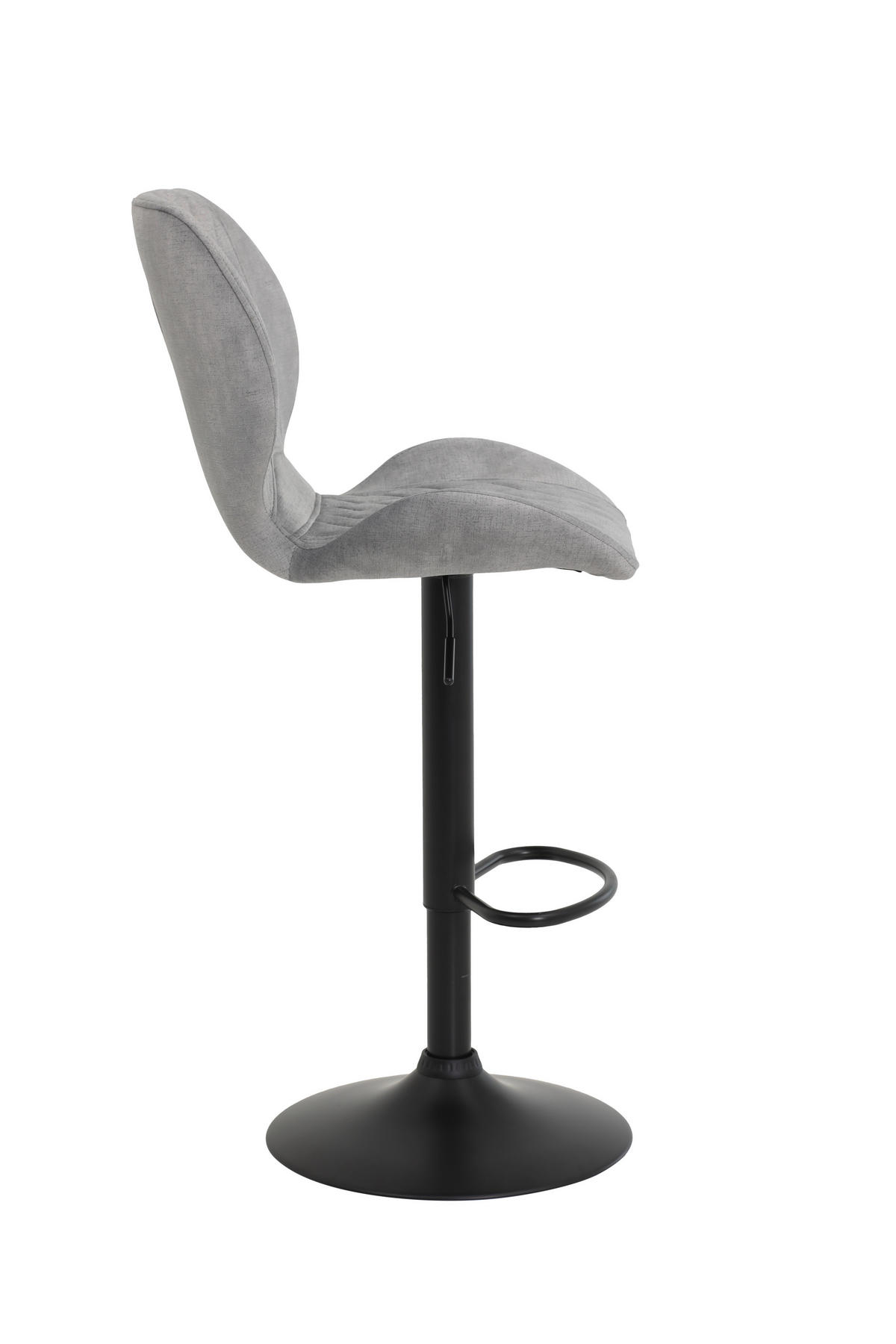 BARHOCKER Samt, Velours Grau Stahl Typenauswahl, Sitzfläche 360° drehbar, abwischbar  - Schwarz/Grau, MODERN, Textil/Metall (42/96-117/51cm) - MID.YOU