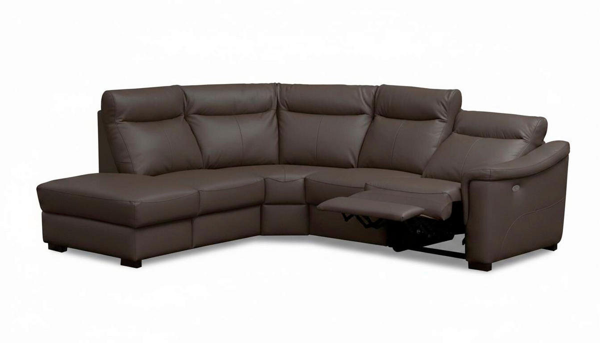 ECKSOFA Dunkelbraun Echtleder Lederlook Bettkasten, Rücken echt, Relaxfunktion  - Wengefarben/Dunkelbraun, Design, Leder/Holz (229/260cm) - Livetastic