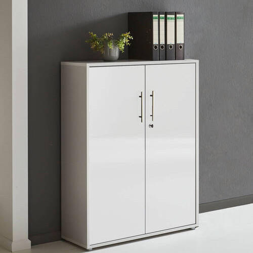 AKTENSCHRANK Grau, Weiß Hochglanz  - Weiß Hochglanz/Grau, MODERN, Holzwerkstoff (84,5/114/33cm) - MID.YOU