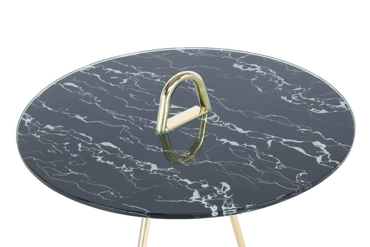 BEISTELLTISCH Schwarz, Goldfarben rund  - Goldfarben/Schwarz, Basics, Glas/Metall (46/60cm) - Kayoom