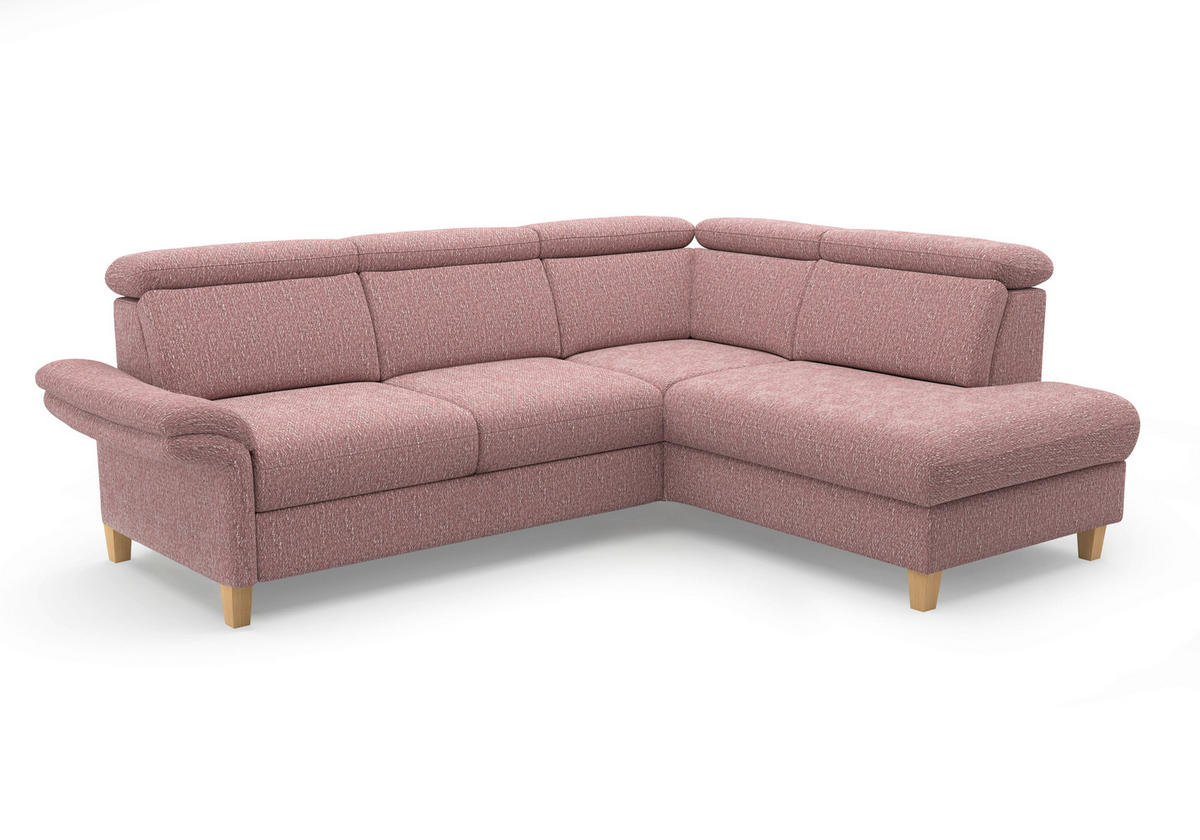 ECKSOFA GLENDALE E Aubergine Chenille  - Eichefarben/Aubergine, KONVENTIONELL, Holz/Textil (247/193cm) - Sit & More